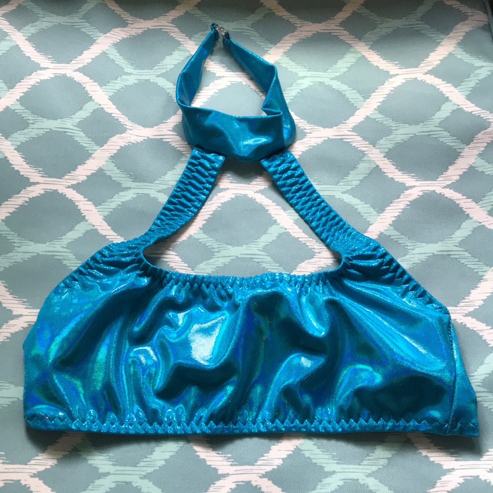 iHeartRaves Metallic Blue Crop Top